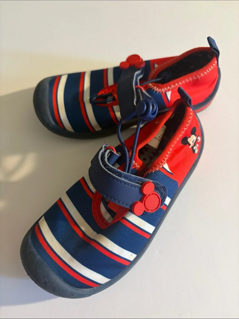 Disney Red, Navy & White Striped Mickey Water Shoes for Kids